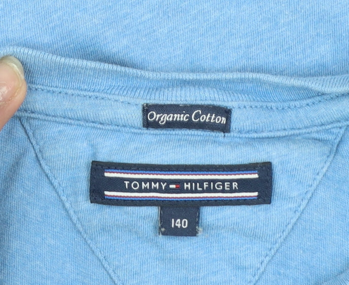 Tommy Hilfiger Boys Blue Organic Cotton Short Sleeve T-Shirt Size 140