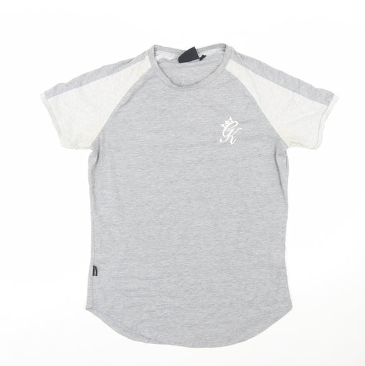 Gym King Men's Grey Colourblock Slim Fit Crew Neck T-Shirt Size M