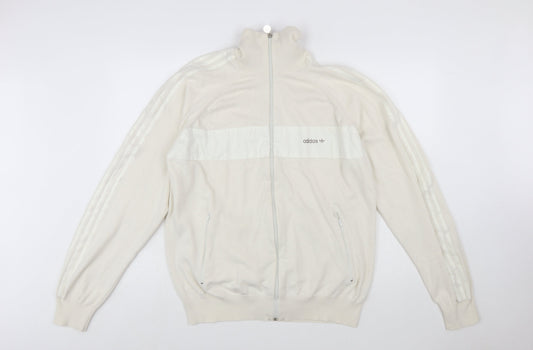 Adidas Men’s Ivory XL Full Zip High Neck Knit Jumper