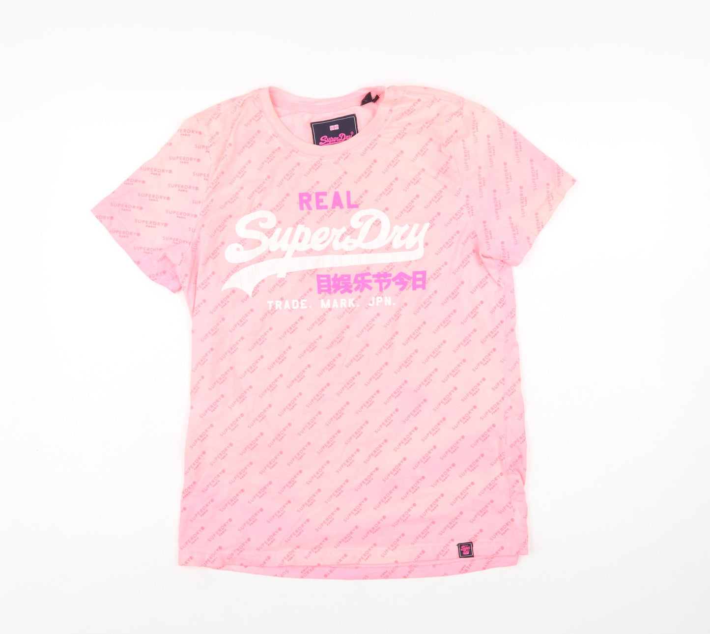 Superdry Womens Pink Crew Neck Logo T-Shirt Size 12
