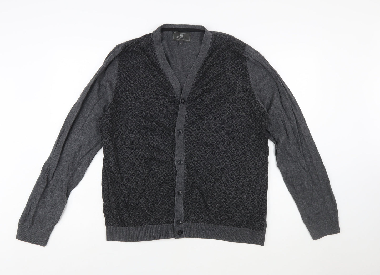 Marks and Spencer Men's Grey Cotton Cardigan L Tailored Fit