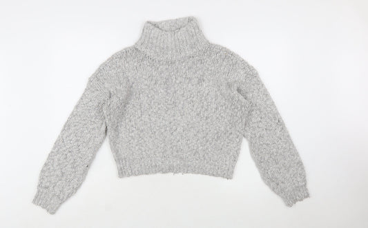 Hollister Womens Grey Chunky Knit Roll Neck Pullover Jumper Size S