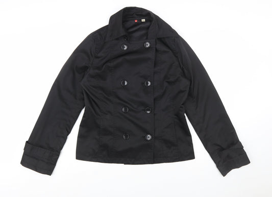 Uniqlo Women Black L Pea Coat Style Short Jacket Polyester