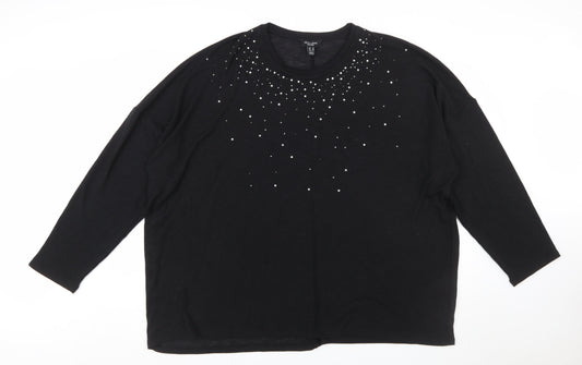New Look Women Black Rhinestone Plus Size 32 Pullover Jumper