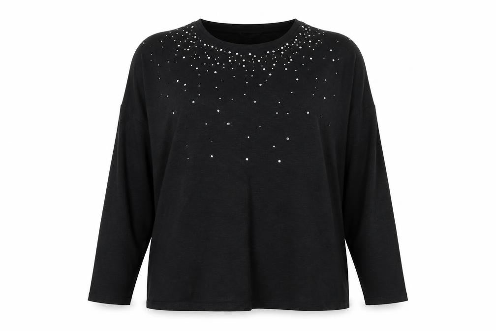 New Look Women Black Rhinestone Plus Size 32 Pullover Jumper