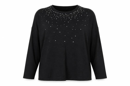 New Look Women Black Rhinestone Plus Size 32 Pullover Jumper