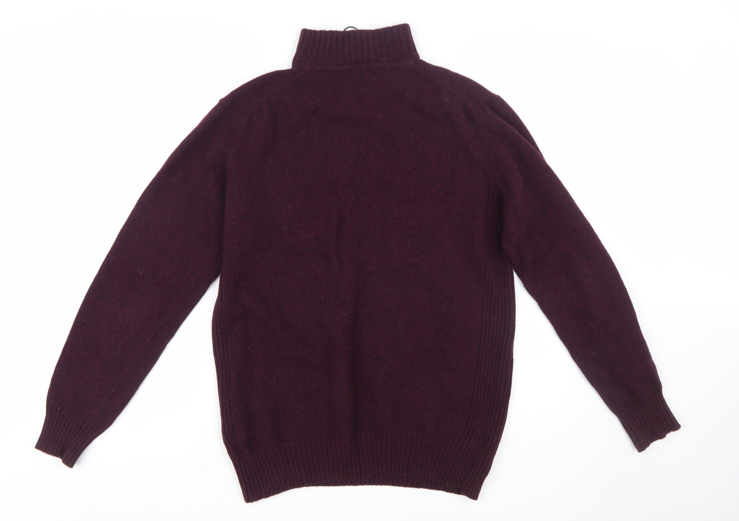 Barbour Men's Purple Wool 1/4 Zip High Neck Jumper M