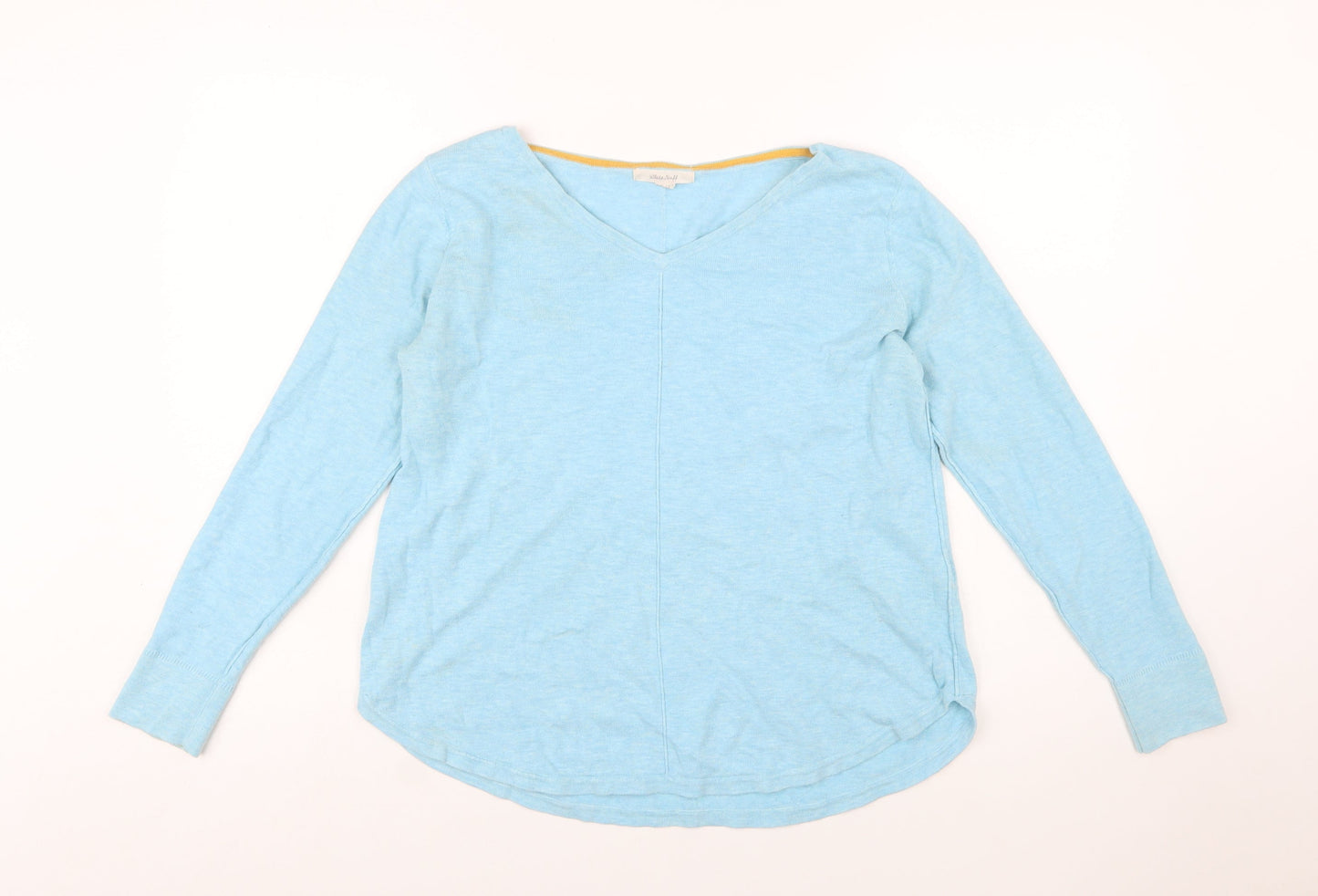 White Stuff Women's Blue Cotton V-Neck Jumper Size 12
