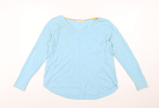 White Stuff Women's Blue Cotton V-Neck Jumper Size 12