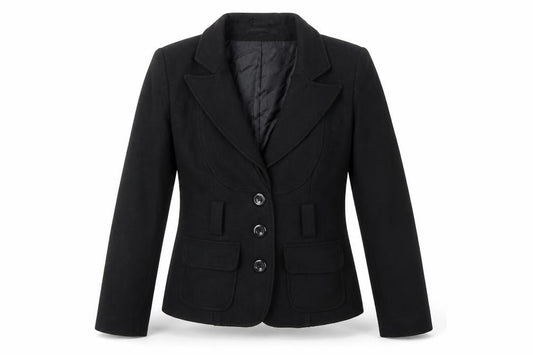Miss Mania Women's Black Wool Blend Blazer Jacket Size 12