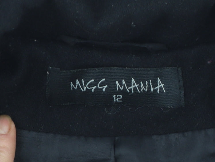 Miss Mania Women's Black Wool Blend Blazer Jacket Size 12