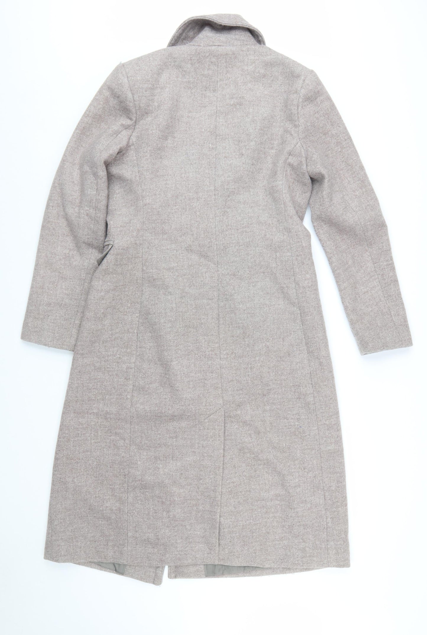 Linea Women’s Beige Wool Blend Long Overcoat Size 10 Classic Style