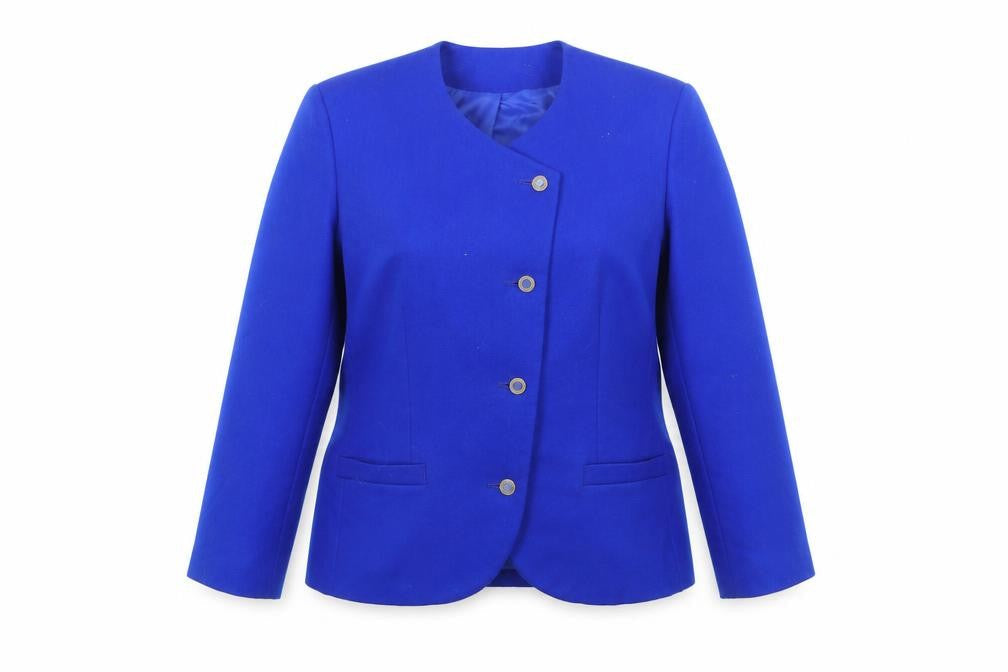 Eastex Women's Blue Wool Blend Single-Breasted Jacket Size 18