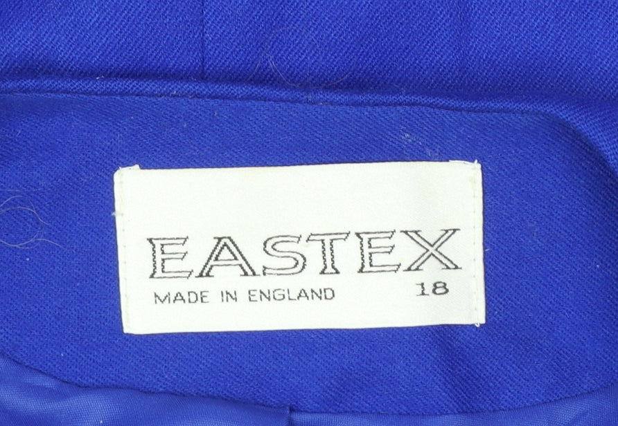 Eastex Women's Blue Wool Blend Single-Breasted Jacket Size 18