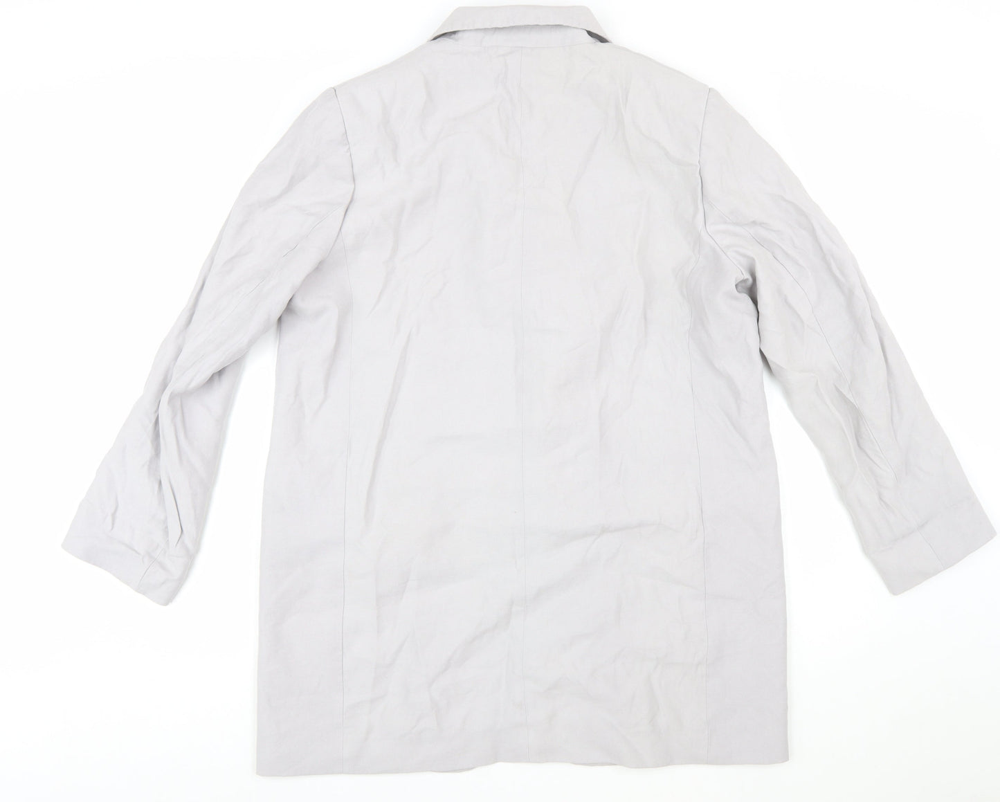 H&M Women’s Grey Linen Blend Single-Breasted Blazer Size 12