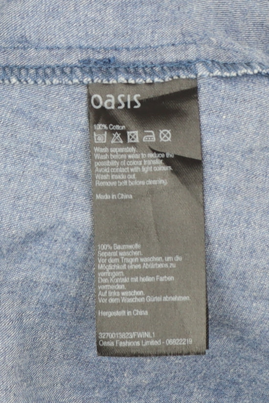 Oasis Women Blue Fit & Flare Chambray Short Dress Size 10