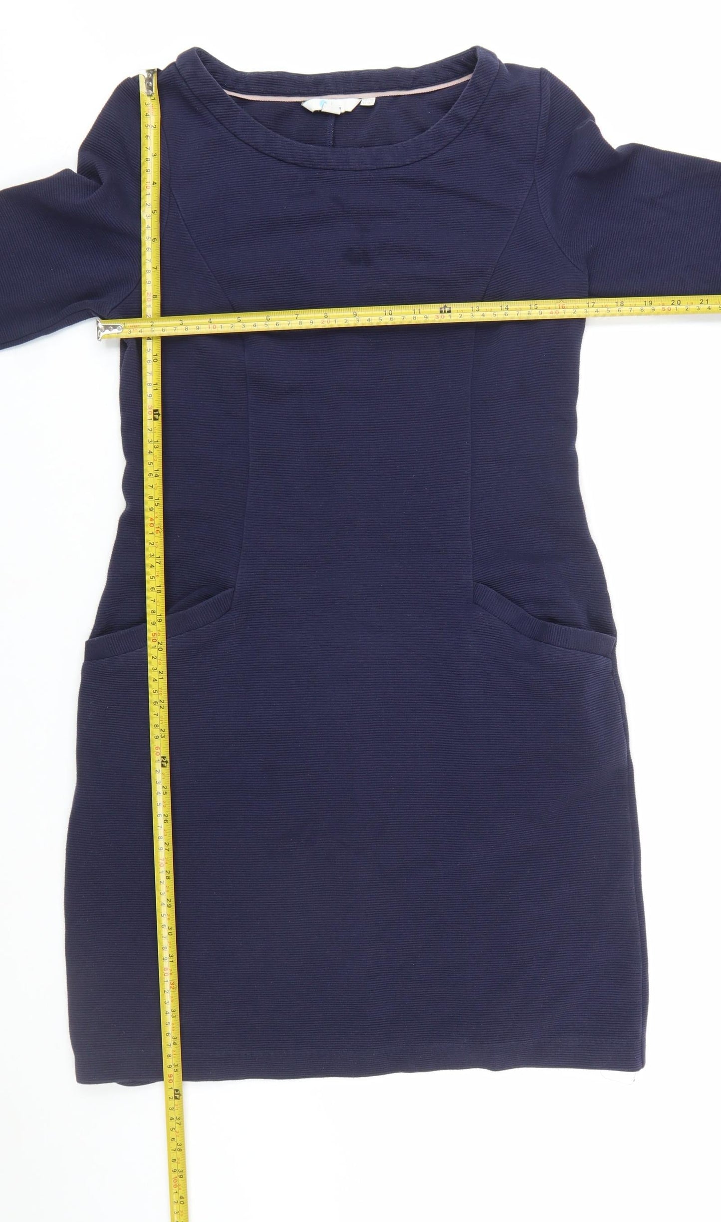 Boden Women’s Blue Shift Dress Size 12 3/4 Sleeve Knee Length Cotton Blend