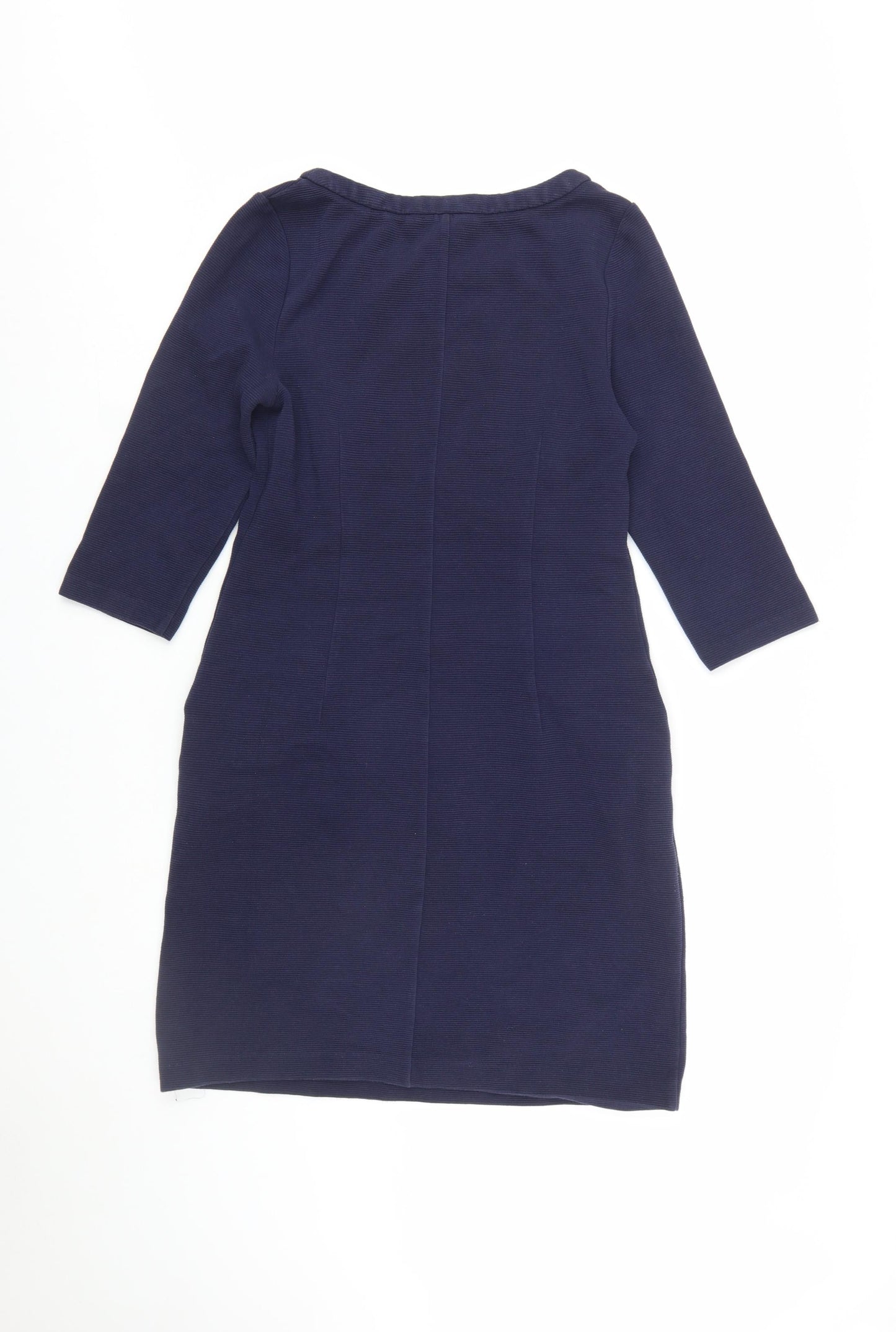 Boden Women’s Blue Shift Dress Size 12 3/4 Sleeve Knee Length Cotton Blend