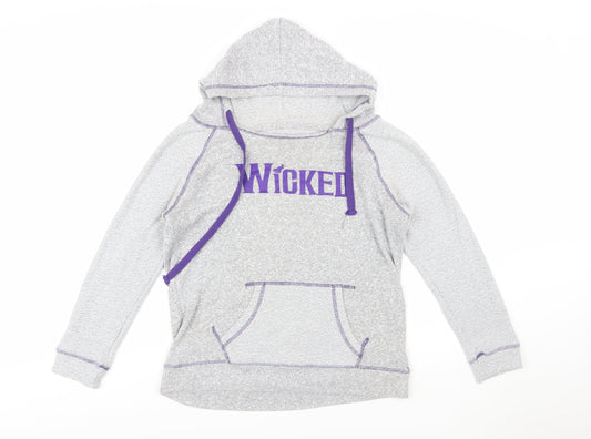 Wicked Women's Grey Hoodie Medium Pullover Graphic Organic Cotton Blend