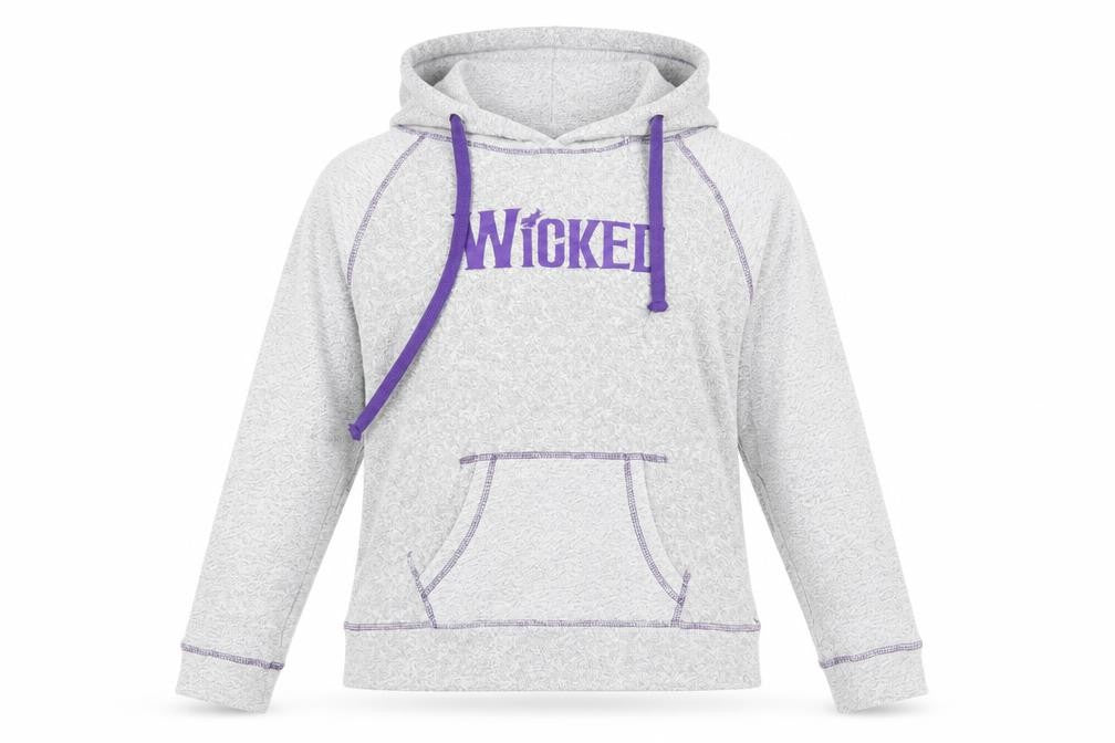 Wicked Women's Grey Hoodie Medium Pullover Graphic Organic Cotton Blend