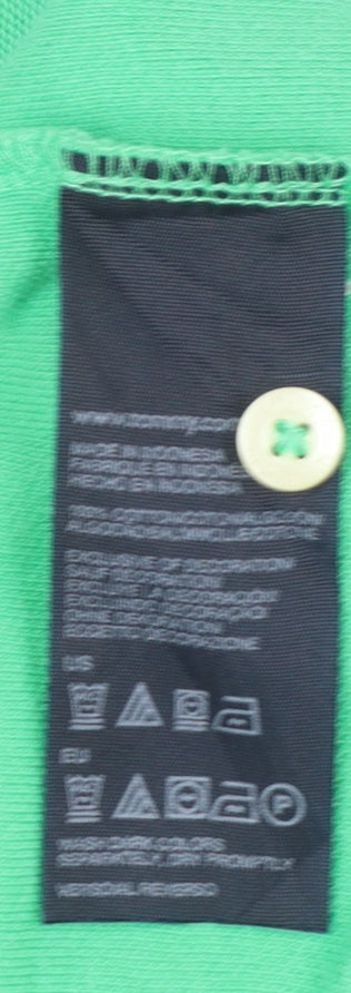 Tommy Hilfiger Men's Green Cotton Polo Shirt Size L Regular Fit