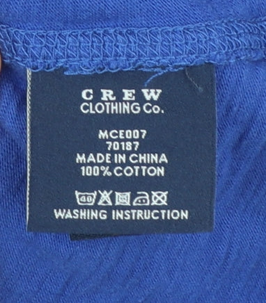 Crew Clothing Co. Men's Blue Henley Long Sleeve T-Shirt M