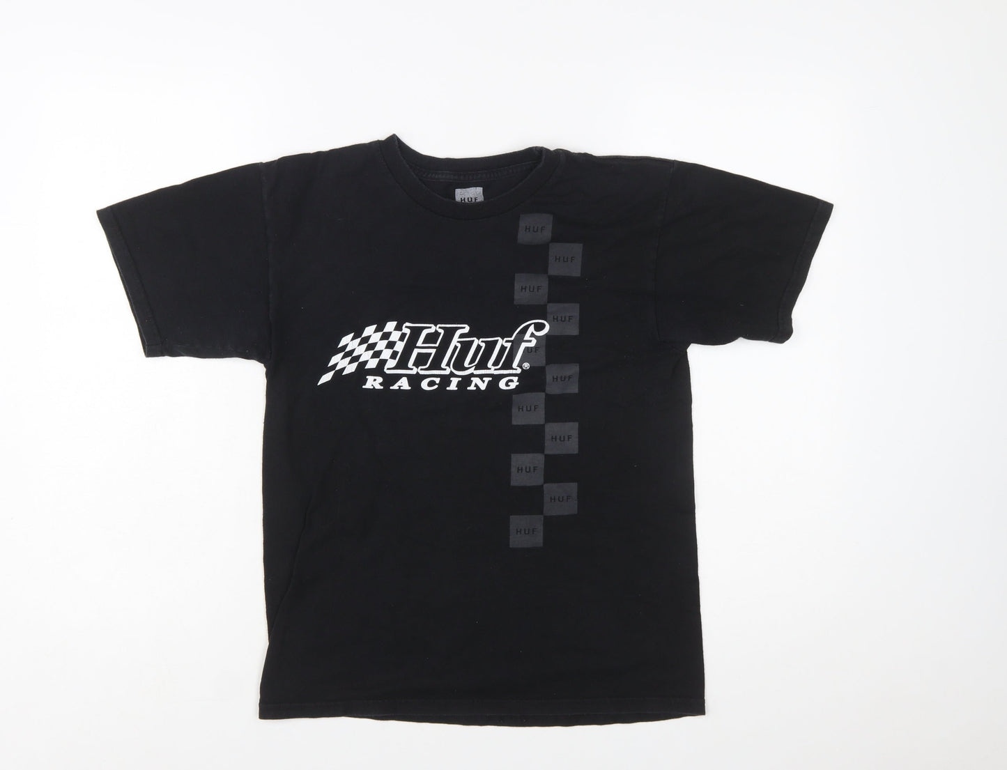 HUF Women Black Racing Graphic Cotton T-Shirt Size S