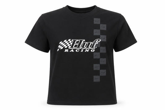 HUF Women Black Racing Graphic Cotton T-Shirt Size S