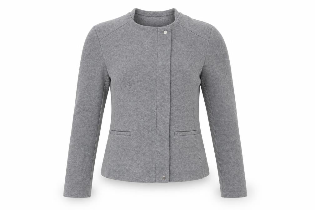 Zara Women Grey Slim Fit Collarless Lined Jacket Size S