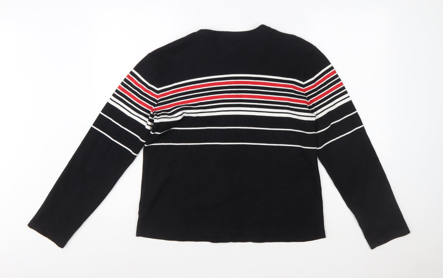 Jones Wear Women’s Black Striped Cotton Button-Up Top L