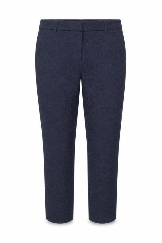 Next Women Blue Floral Jacquard Cropped Slim Trousers Size 10