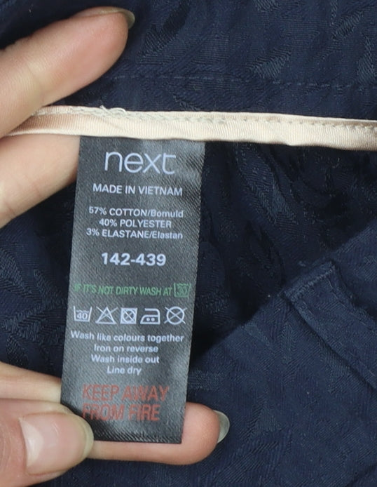 Next Women Blue Floral Jacquard Cropped Slim Trousers Size 10