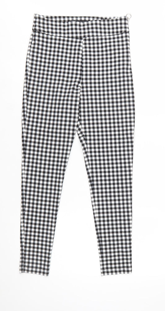 Zara Women Black Check Slim Fit Stretch Leggings Size M