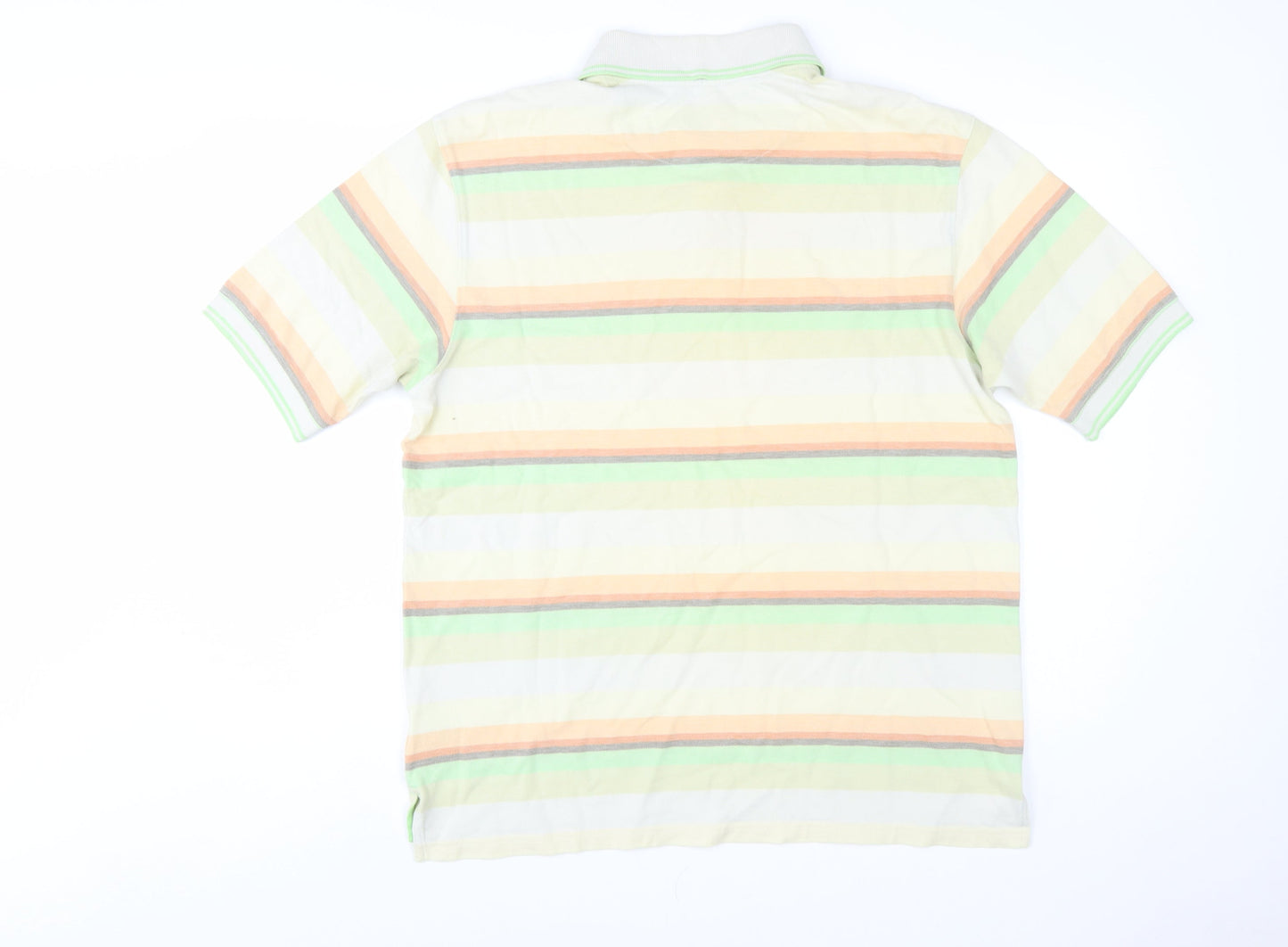Marks and Spencer Men's Multicoloured Striped Cotton Polo Shirt M