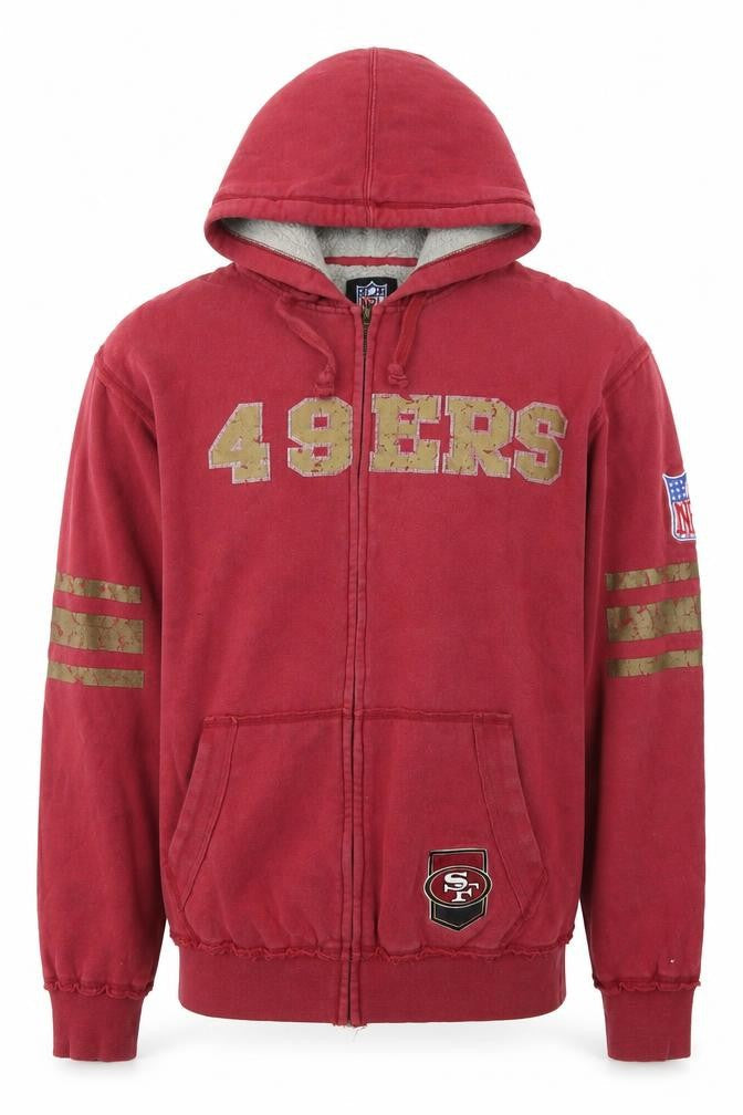 NFL Men's Red Full Zip 49ers Hoodie Size M Fleece Lined