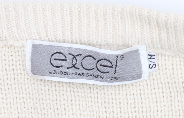 Excel Womens Ivory Cotton Knit Crochet Cardigan S