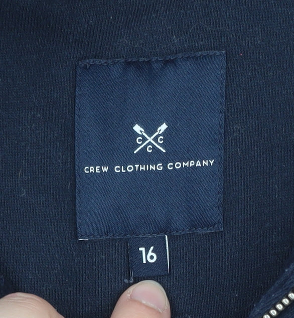 Crew Clothing Company Women Navy 1/2 Zip Sweatshirt Size 16 Cotton Blend