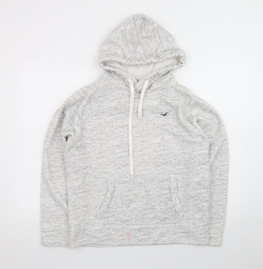 Hollister Womens Grey Hooded Pullover Sweatshirt Size S Fleece Lined