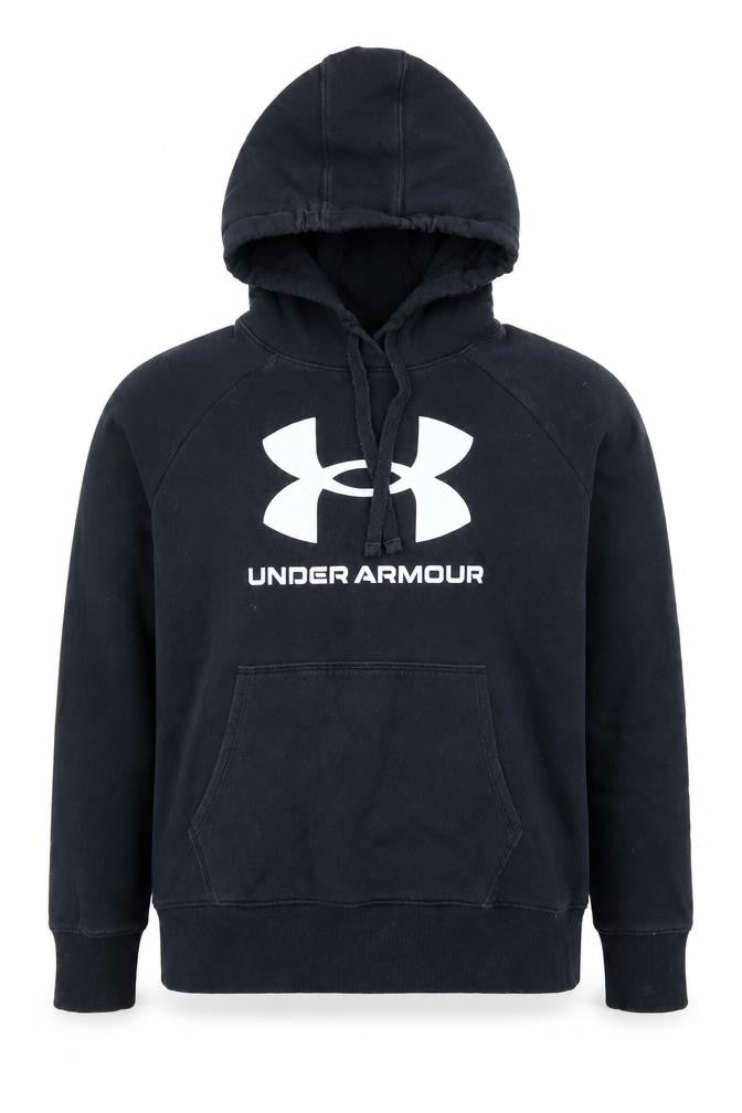 Under Armour Men’s Black Pullover Hoodie Small Graphic Logo Fleece