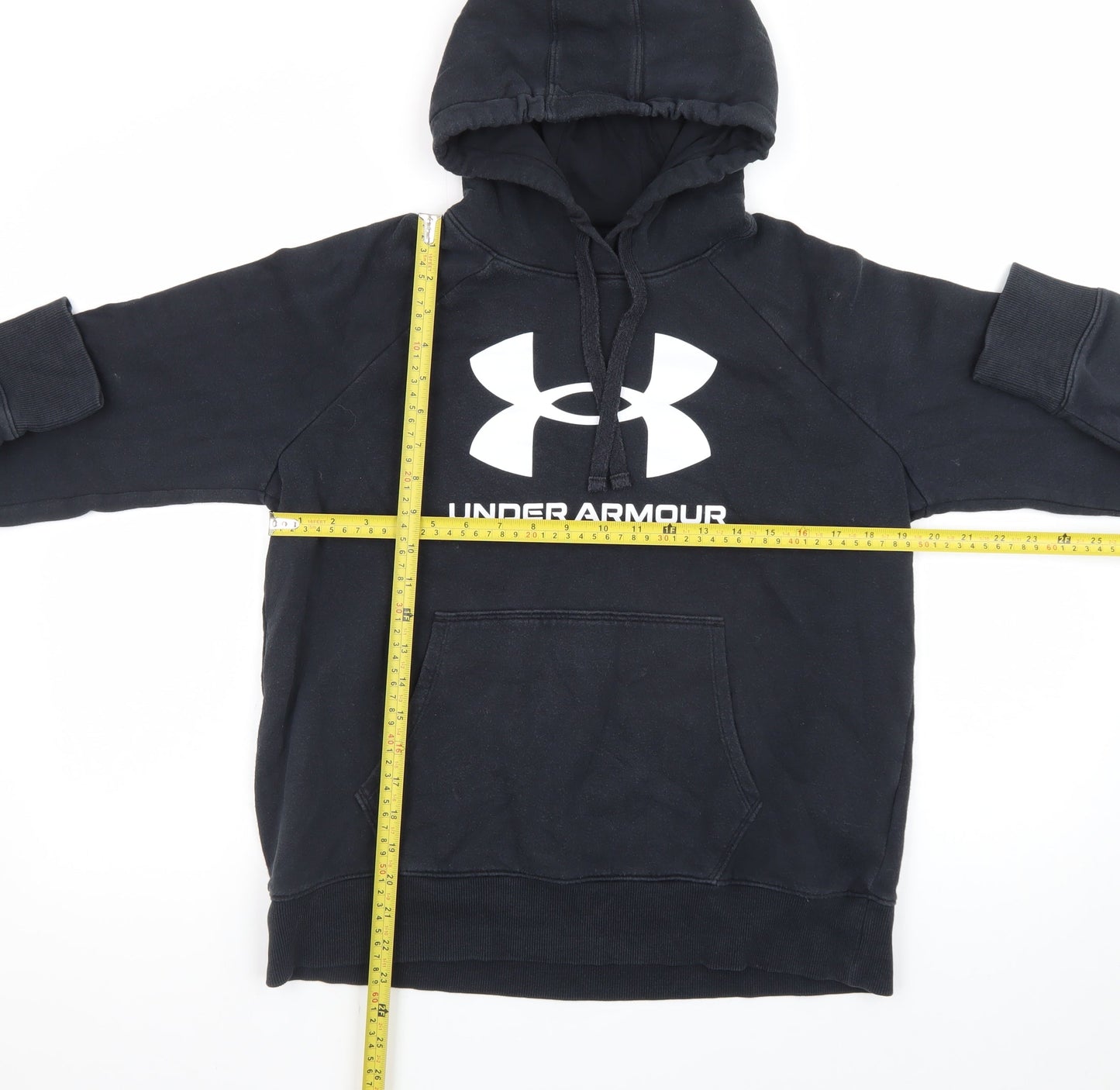 Under Armour Men’s Black Pullover Hoodie Small Graphic Logo Fleece
