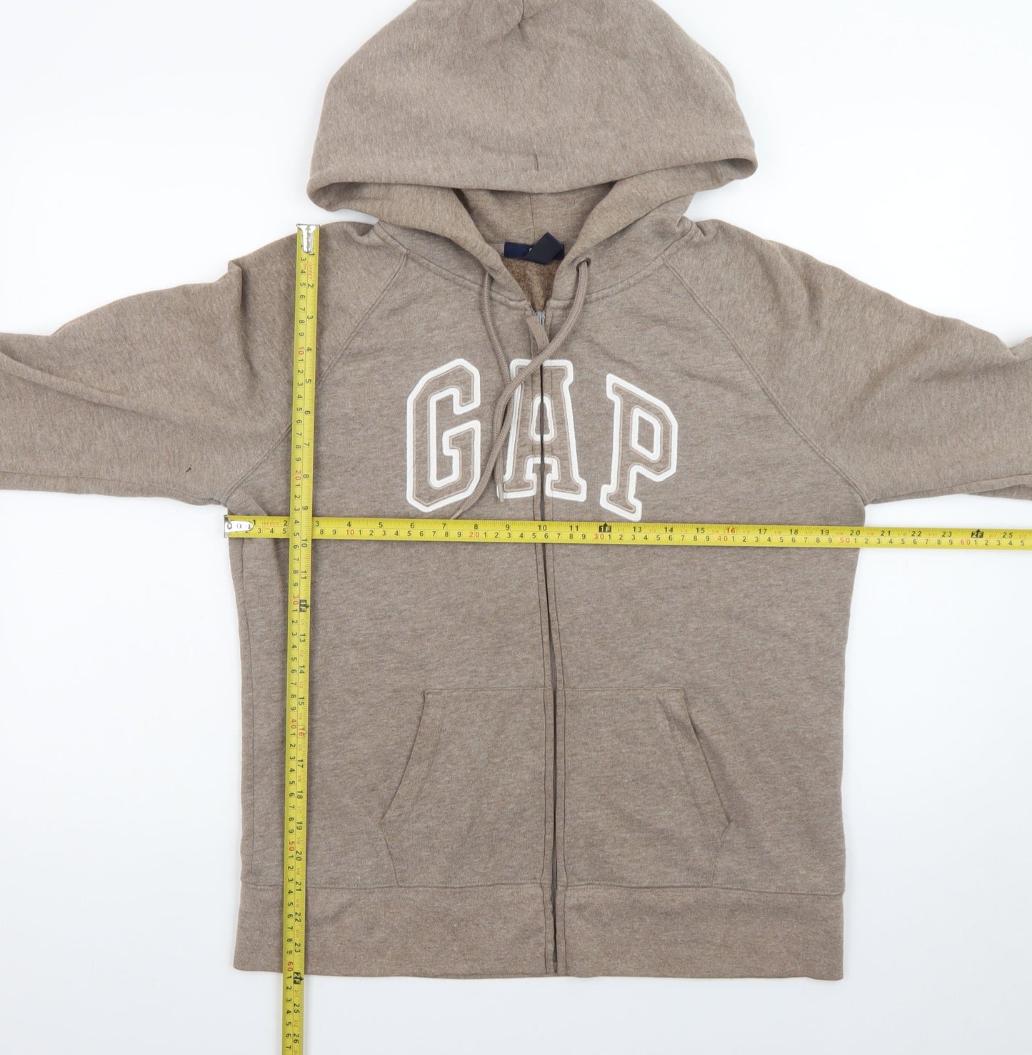 GAP Women Beige Full Zip Hoodie L Cotton Blend Casual