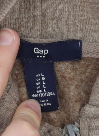 GAP Women Beige Full Zip Hoodie L Cotton Blend Casual