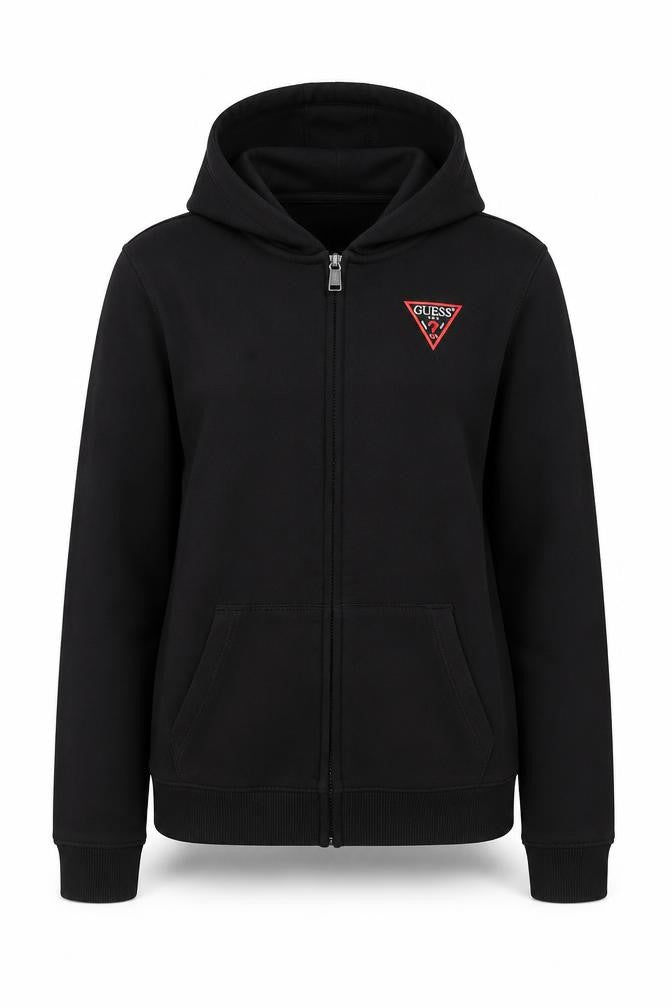 Guess Womens Black Size 12 Full Zip Hoodie Sweatshirt