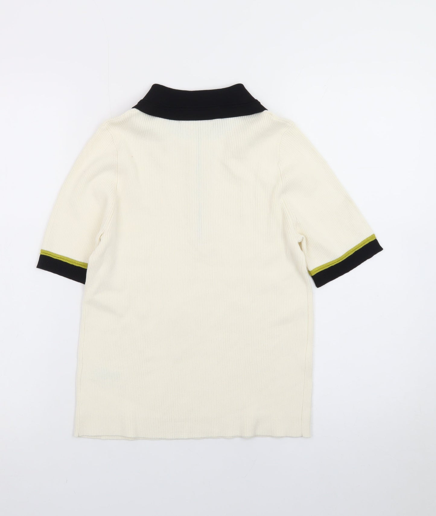 Marks and Spencer Men’s Ivory Short Sleeve Zip Collar Polo Shirt M