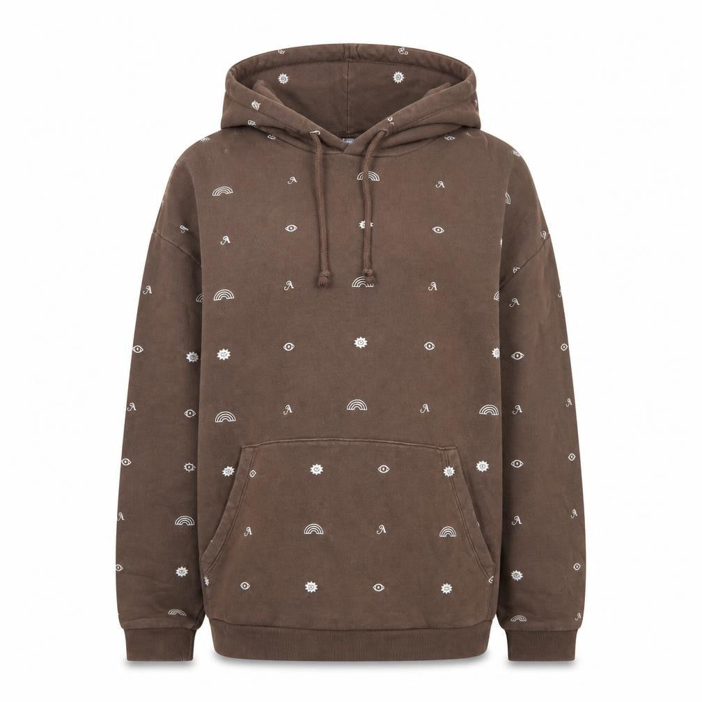 ASOS Design Women's Brown Pullover Hoodie M Cotton Rainbow Print