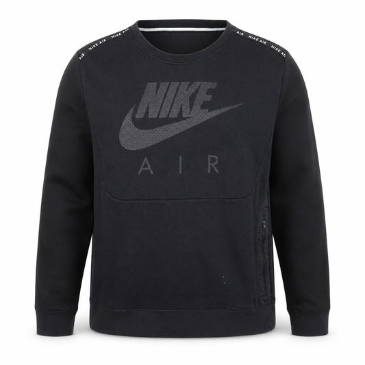 Nike Men Black M Pullover Sweatshirt Crew Neck Logo Zip Detail