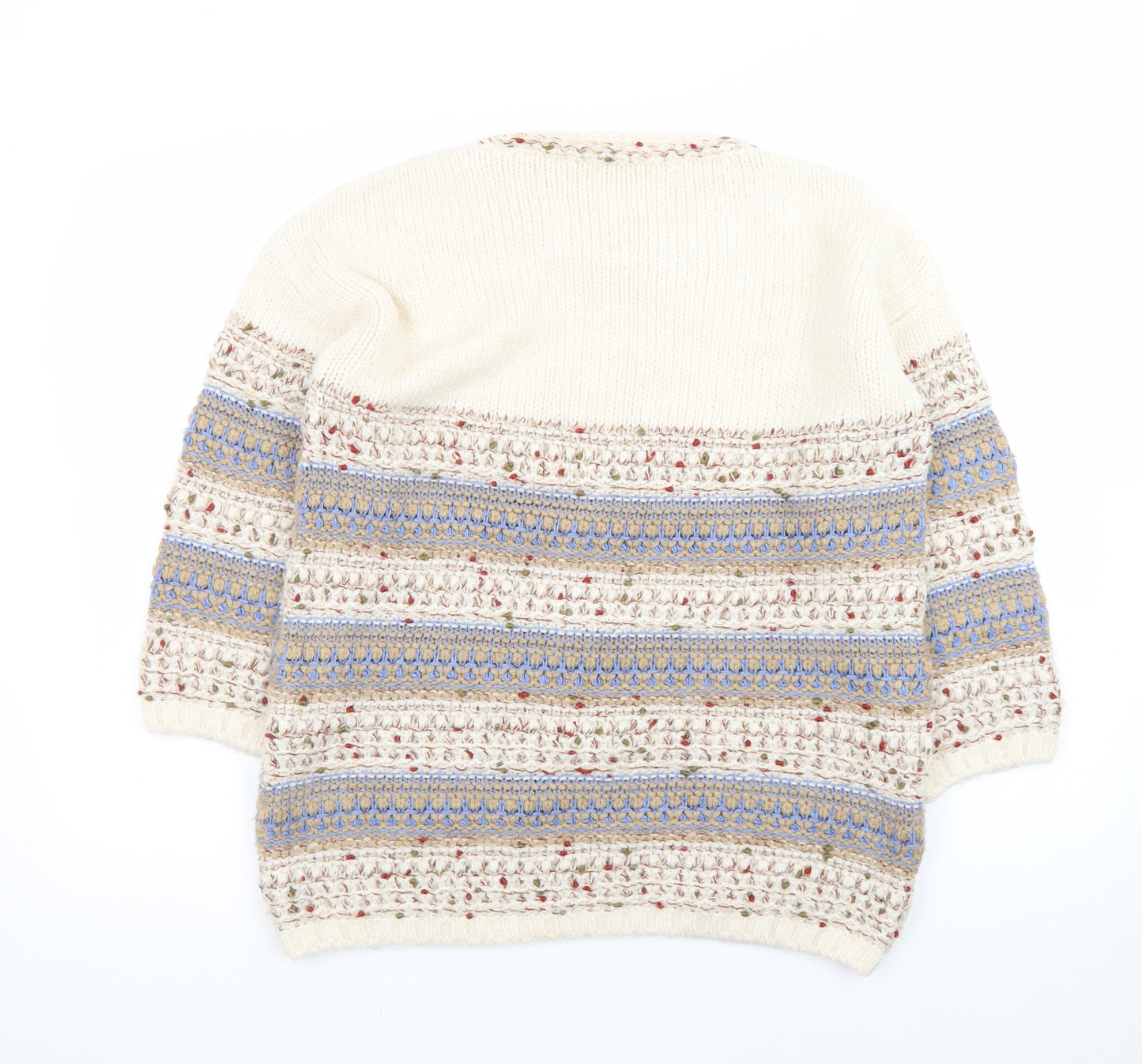 Tu Women Cream Multicoloured Knit Jumper Size 14 Crew Neck