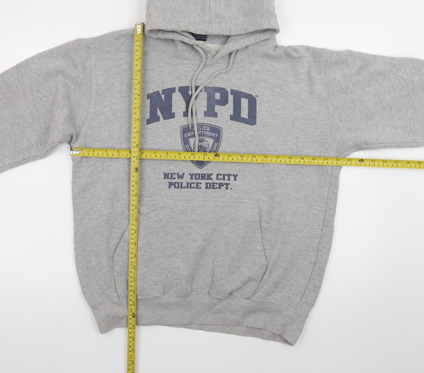 NYPD Mens Grey Pullover Hoodie L Regular Fit Fleece Graphic Print