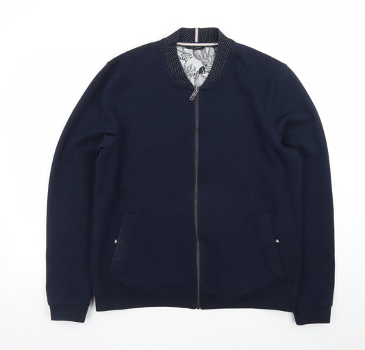 Ted Baker Men's Blue Bomber Jacket Size L Cotton Blend