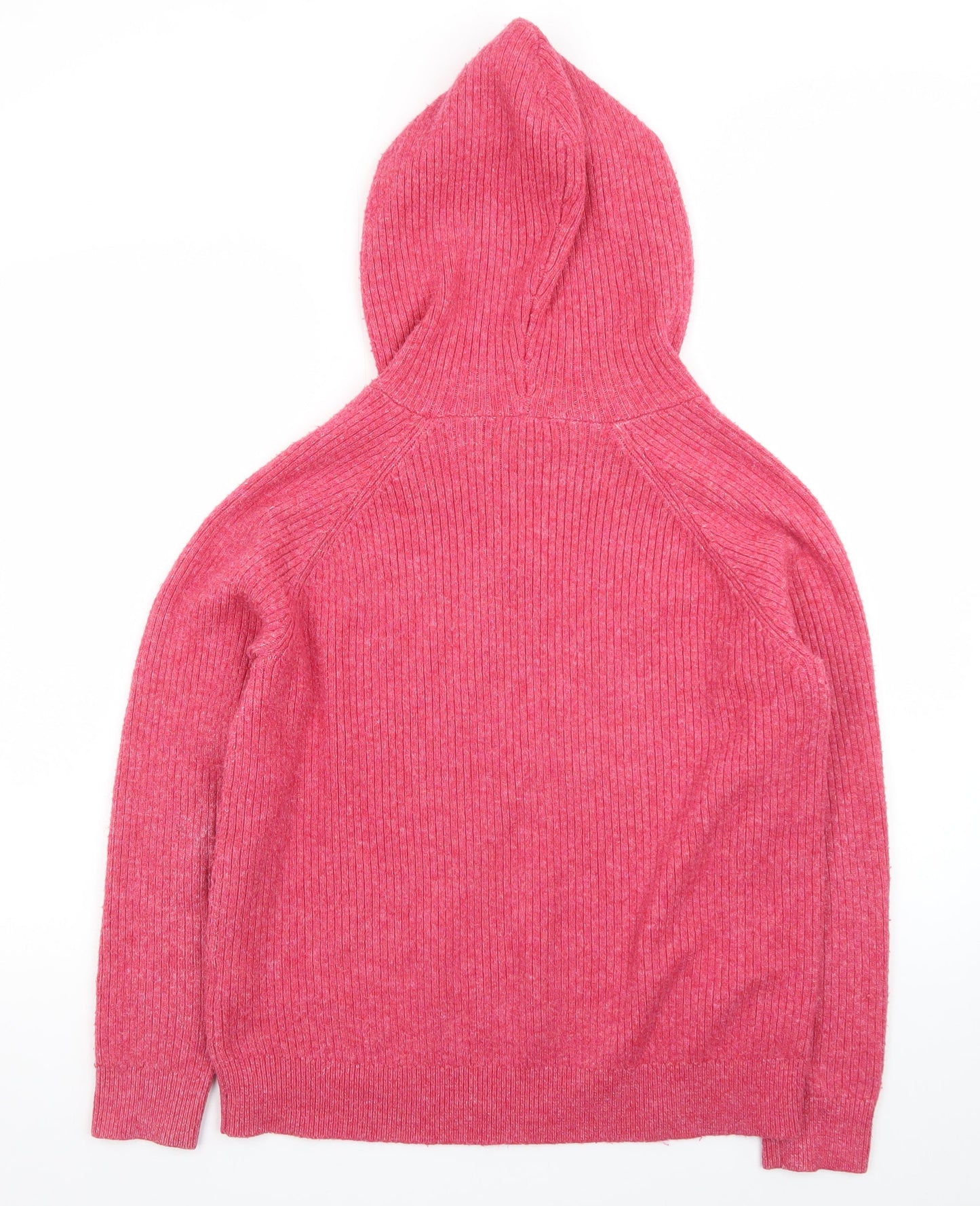 Marks and Spencer Women's Pink Hooded Cable-Knit Jumper M